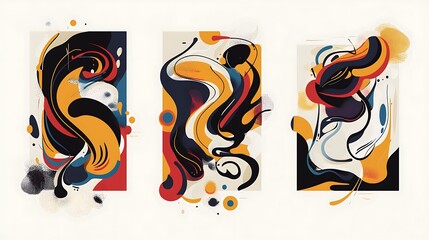Abstract shapes, fluid forms, color combinations, graphic design, use in posters or digital art