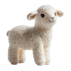 Soft and Adorable Lamb Plush Toy Isolated on White for Kids' Room or Nursery Decoration