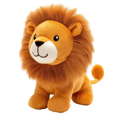 Adorable Soft Lion Toy in Side View, No Shadow, Isolated on Transparent background Perfect for Children's Rooms and Playtime