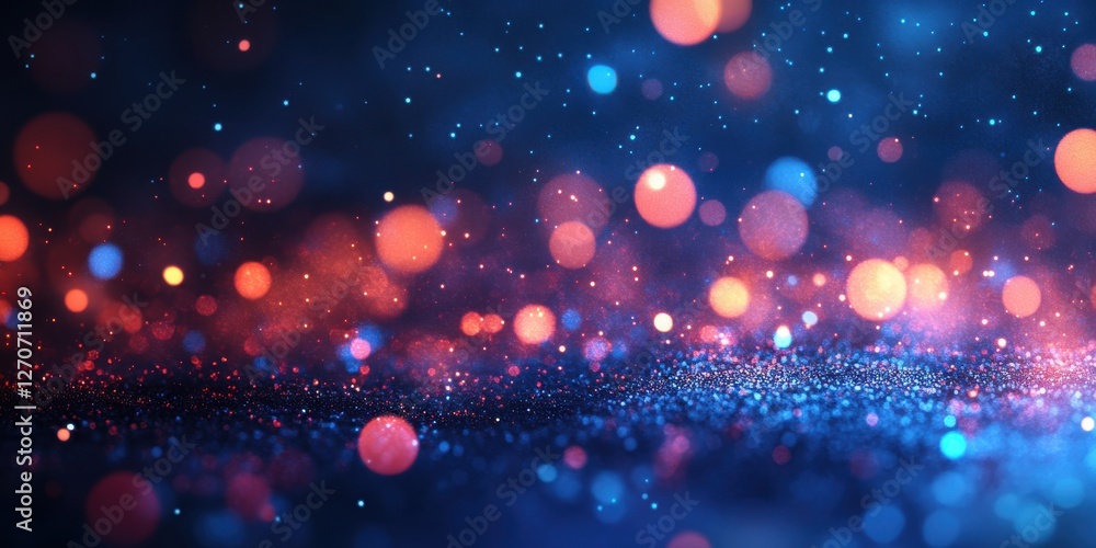 Poster colorful bokeh background with blue and orange lights creating a dreamy atmosphere suitable for text