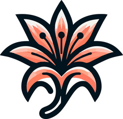 Obraz premium Elegant Lily Logo Variations . The emblem is outlined with a bold black stroke, giving it a modern yet timeless appeal. Below the main logo, three alternative variations in monochrome black