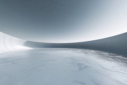 Modern Panoramic Perspective of Isolated Space Featuring Minimalist Design and Advanced Technology Elements