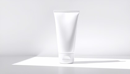 3d illustration, glossy silver white tube mockup isolated on white background - cosmetic cream, gel, shampoo, toothpaste, medicine - 3D illustration