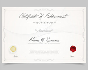 Elegant certificate or diploma template with classic vintage frame pattern stock illustration