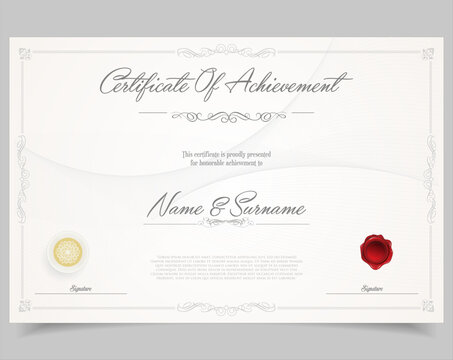 Elegant certificate or diploma template with classic vintage frame pattern stock illustration