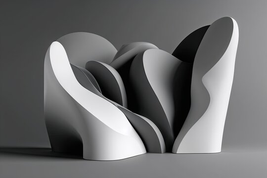 Harmonious Three-Dimensional Abstract Design with Monochromatic Background