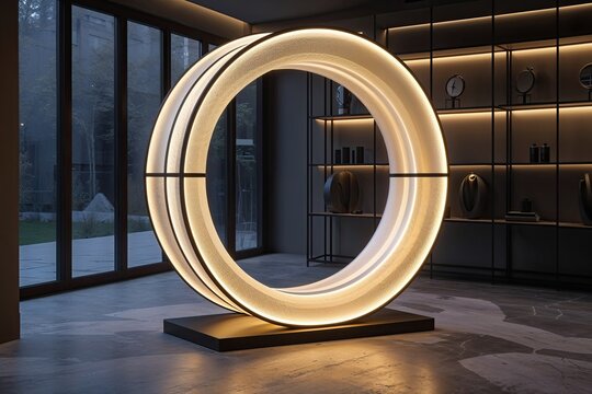 3D Structure with Illuminating Circular Design for a Stylish Product Showcase
