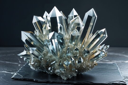 Whimsical Three-Dimensional Crystalline Structure on Dark Slate