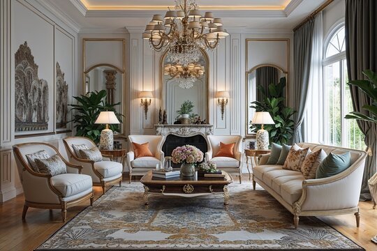 Sophisticated Living Room Design with Elegant Furniture and Stylish Decor