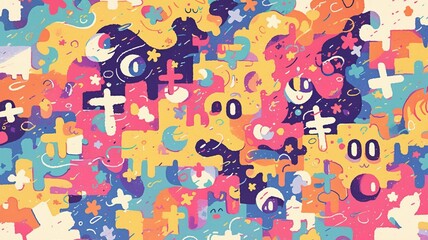 Colorful abstract puzzle pattern background