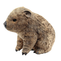Adorable Soft Toy Wombat from Side View with No Shadows and Cut Out Isolation for Creative Uses