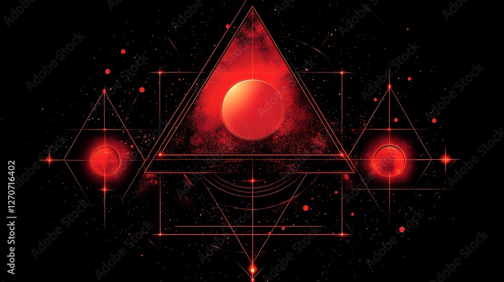 Aufkleber Abstract red triangle geometric design, futuristic background, possible use in graphic resources or digital art