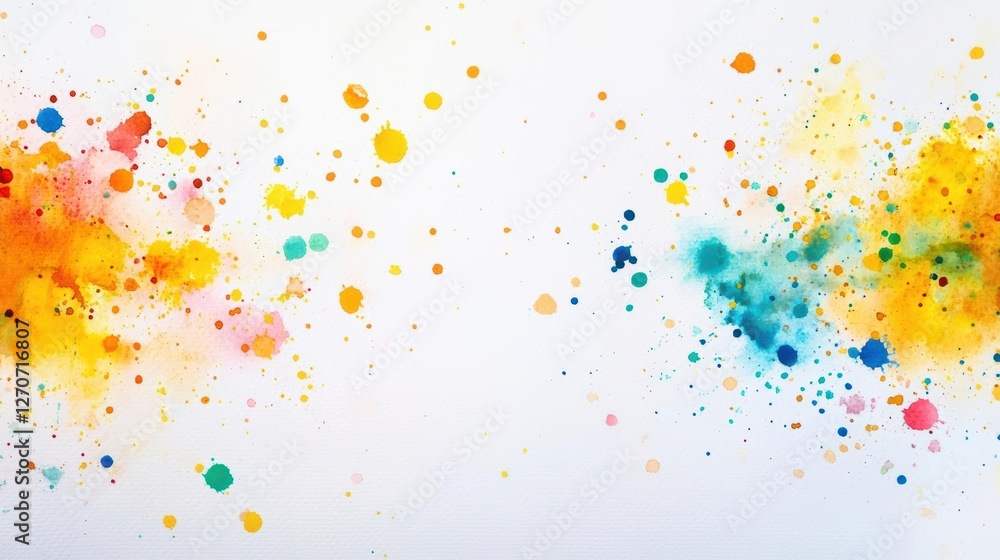 Aufkleber vibrant watercolor paint splatters on bright white paper creating an artistic and expressive visual 