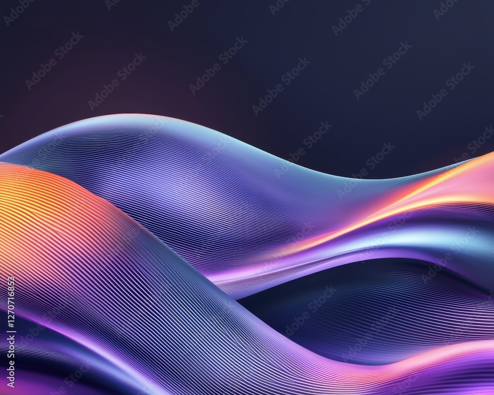 Poster a vibrant wave of blue and pink colors flows smoothly against a dark background, creating a dynamic 