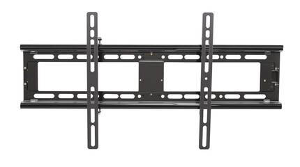 Wall mount bracket for flat-screen TV installation, isolated on a white background. Metal frame with multiple holes for adjustable positioning. Ai generative