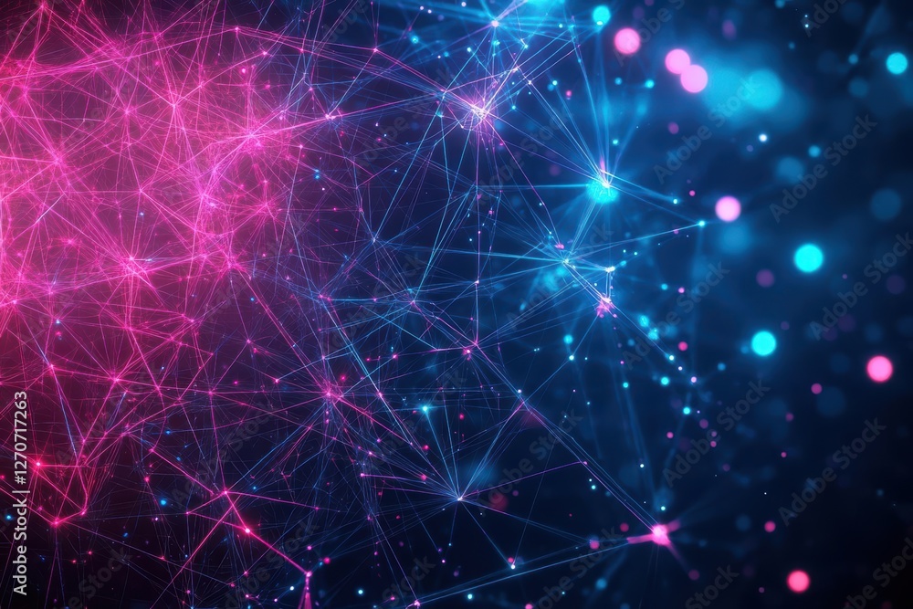 Poster vibrant abstract background featuring illuminated lines and dots creating a dynamic and engaging vis