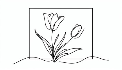 floral background frame with tulip  flowers illustration