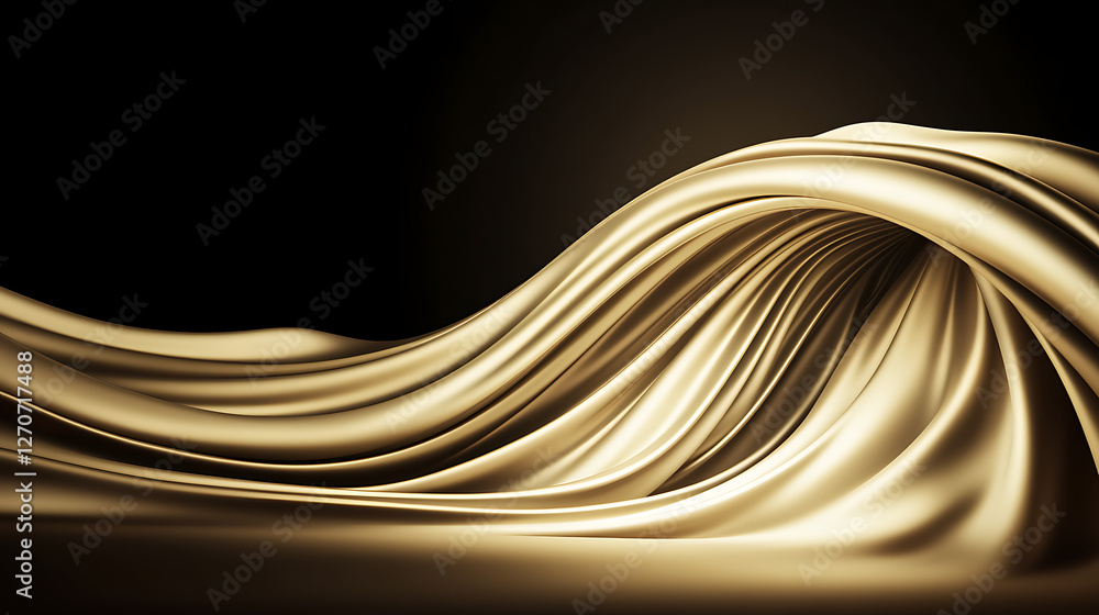 Aufkleber golden wave elegant design abstract fabric texture artistic background luxurious curve lines form