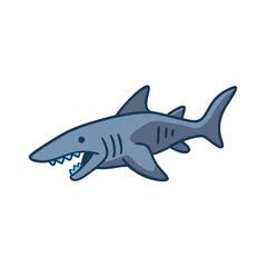 Illustration of a Gray Shark Swimming Underwater Ocean Animal Cartoon