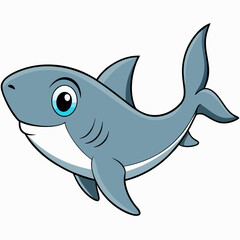 Adorable Cartoon Shark Illustration Cute Friendly Gray Ocean Animal