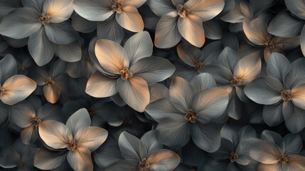 Elegant botanical design featuring delicate flowers in soft hues with intricate details and soothing dim background ambiance