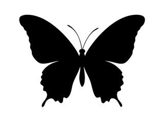 A Black Silhouette of a Beautiful Butterfly with Intricate Wing Details