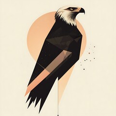 Geometric eagle profile against sunset