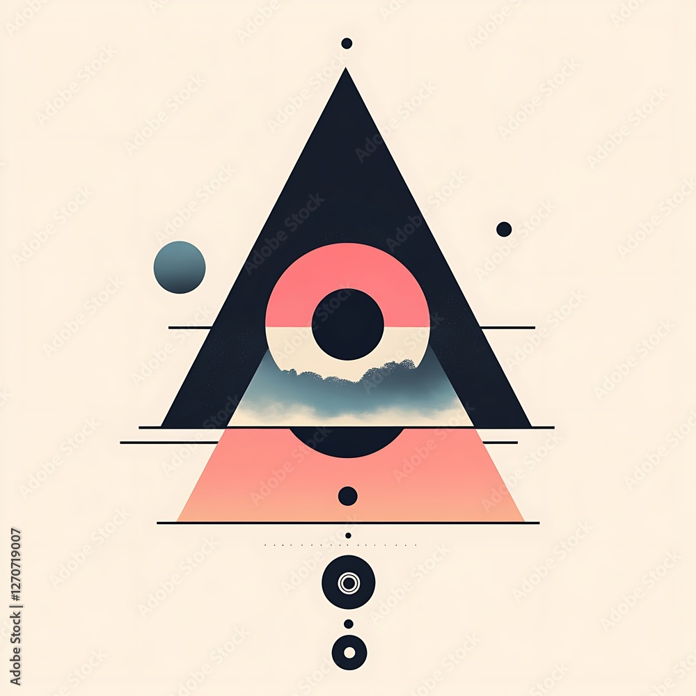 Poster Abstract geometric design with layered shapes and colors. Possible use Background image for a website or app