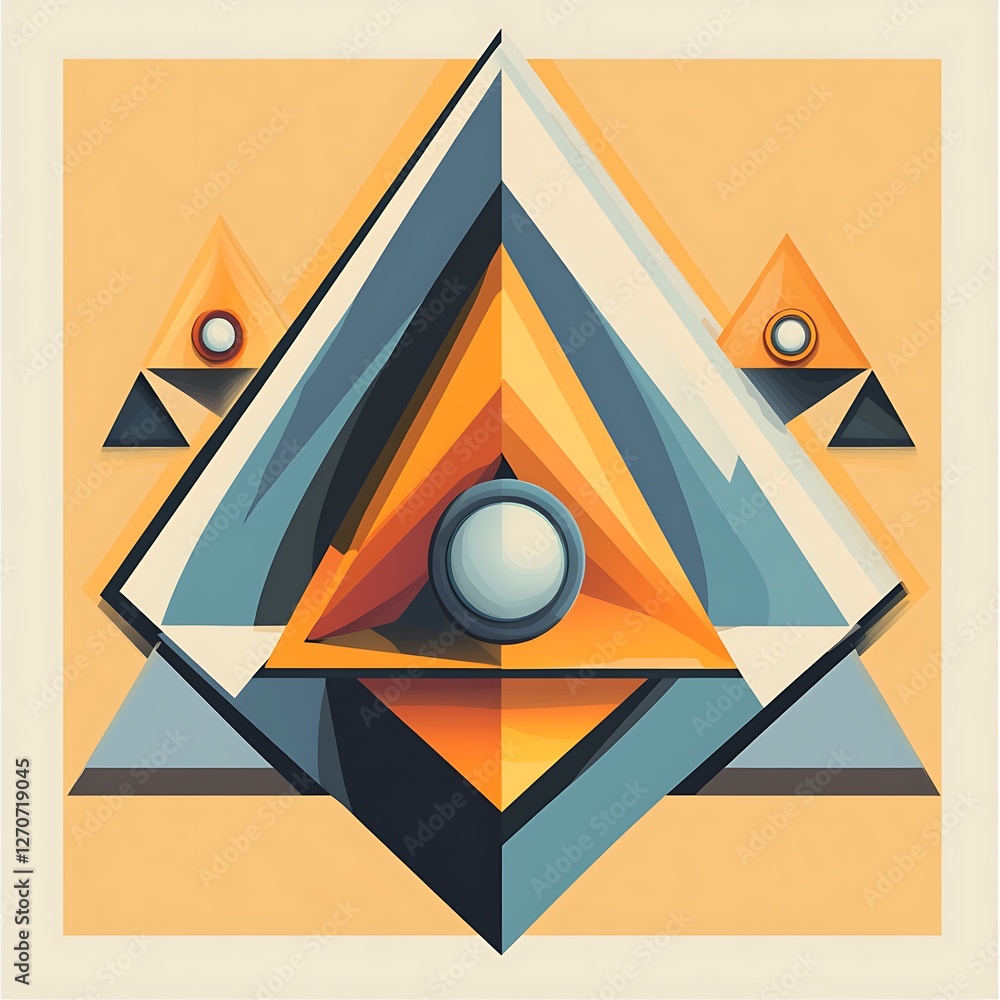Poster abstract geometric pyramid design for background use