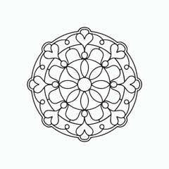 round ornamental round lace pattern. Mandala line art coloring book page