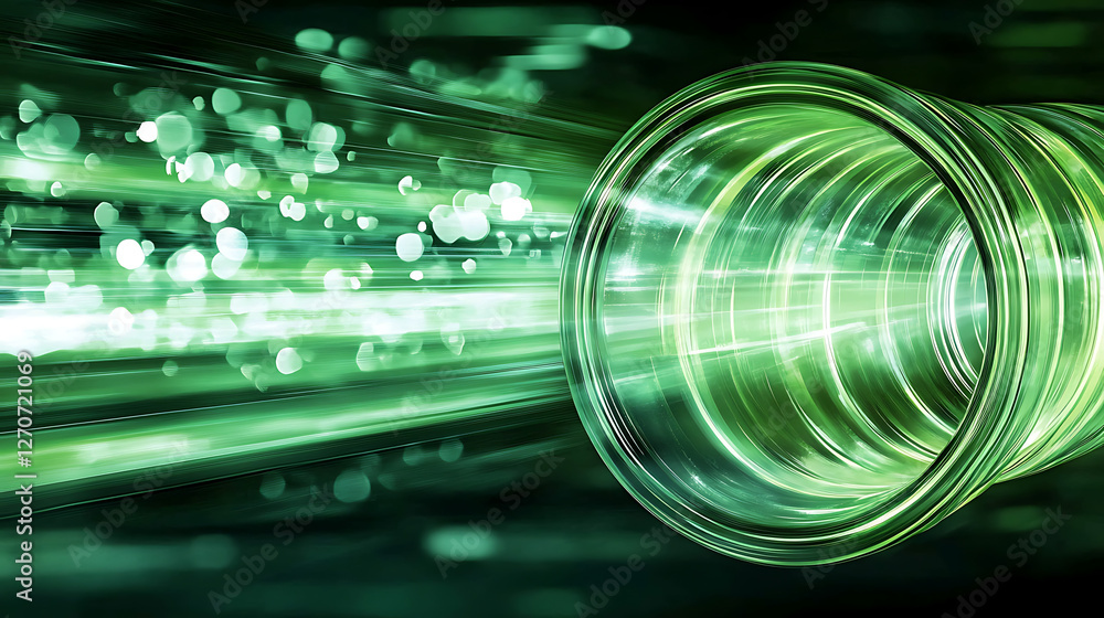 Poster green light tunnel abstract technological pathway to digital realms exploration