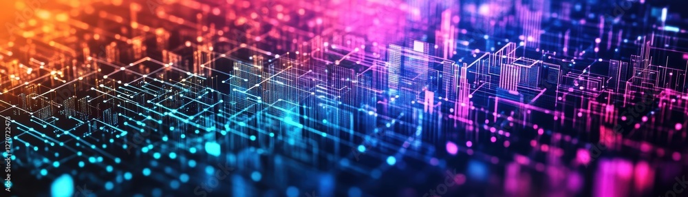 Aufkleber futuristic abstract technology background featuring glowing lines and dots creating a dynamic and en