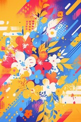 Colorful floral abstract art; vibrant background; design element; website banner