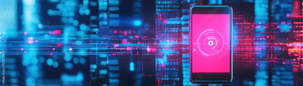 Aufkleber smartphone with security lock displayed on a reflective surface evoking a sense of protection privac