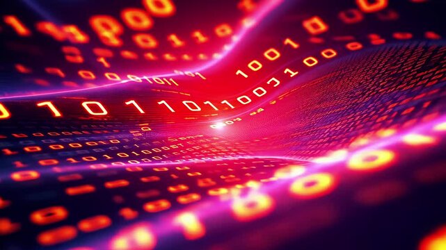 Abstract representation of flowing binary code in vibrant colors, symbolizing data movement and technology