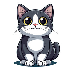 Obraz premium Dibujo cartoon de gato sentado sonriente