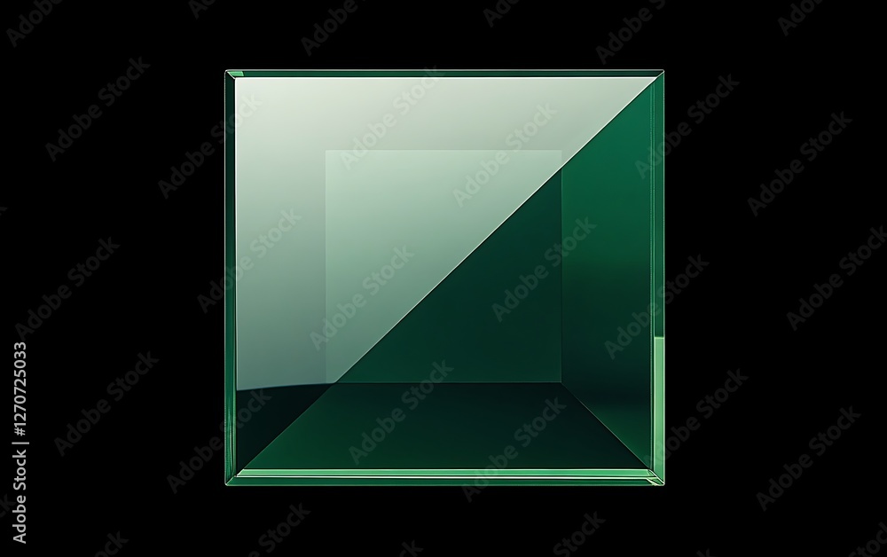 Poster empty glass cube display showcase