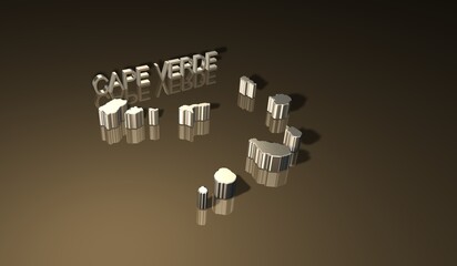 Map of Cape Verde in 3D with golden texture for print purpose 1