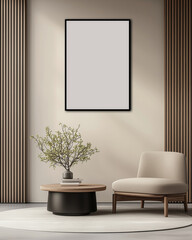 Frame Poster Mock Up Modern Living Room 3D Render
