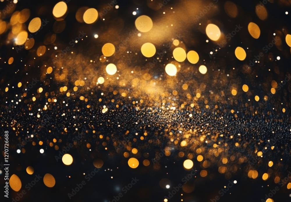 Poster golden glitter and sparkling bokeh against a dark background creating a mesmerizing abstract effect 