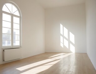Obraz premium Shadow on a white wall,Empty white room with window and sunlight,261