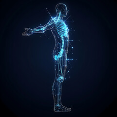 Human Anatomy Digital Visualization Body Network Connection Futuristic Blueprint Glow Medical Scan