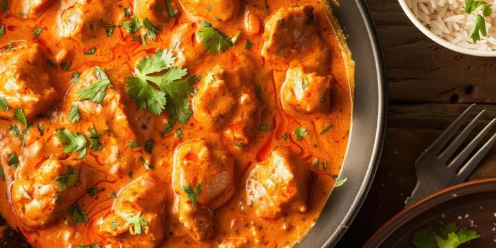 Delicious spicy curry with fresh herbs served with rice. National Curry Week - Powered by Adobe