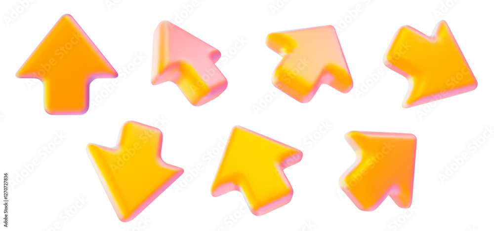 Aufkleber 3d set click cursor icon with a gradient yellow and pink colors. mouse arrows pointing in different 