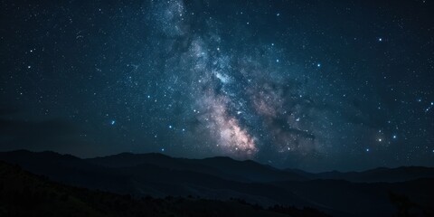 Stunning night sky with milky way galaxy over mountain range. International Dark Sky Week