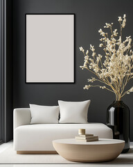 Frame Poster Mock Up Modern Living Room 3D Render