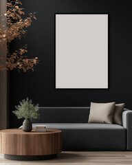 Frame Poster Mock Up Modern Living Room 3D Render
