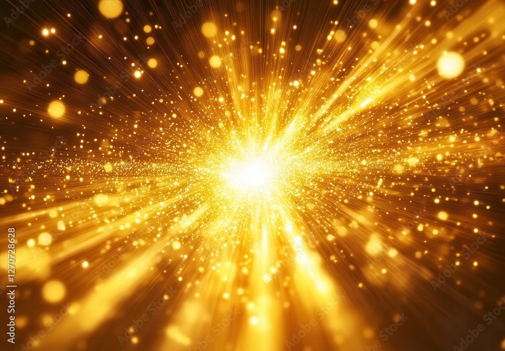 Aufkleber radiant burst of golden light with sparkles and rays evoking energy and excitement for use in creati