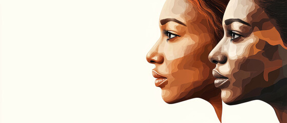 Multiracial female profiles showcasing unity and strength in diversity for Women's Day or Black History Month celebration