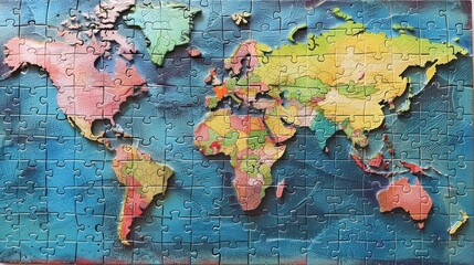Colorful World Map Jigsaw Puzzle